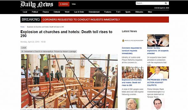 SRI LANKA, ALMENO 290 I MORTI DELL’ATTENTATO DI PASQUA