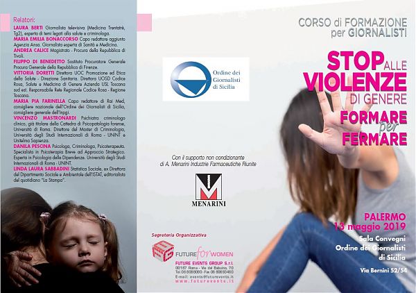 GIORNALISTI: STOP VIOLENZA DI GENERE, PROGETTO MENARINI SBARCA A PALERMO