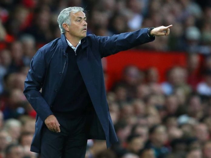 Jose Mourinho manager of Manchester United ManU during the Premier League match at the Old Trafford