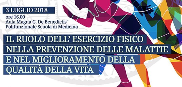 IL 3 LUGLIO CONVEGNO SU ESERCIZIO FISICO PER PREVENIRE MALATTIE