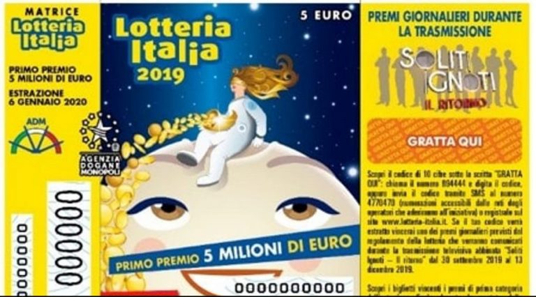 LOTTERIA ITALIA, A TORINO IL 1^ PREMIO DA 5 MLN