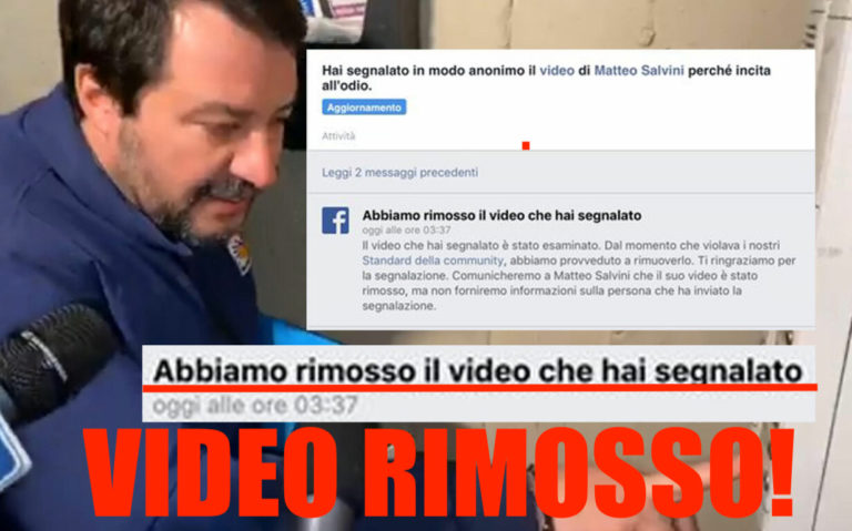 SALVINI, FACEBOOK RIMUOVE IL VIDEO DEL CITOFONO