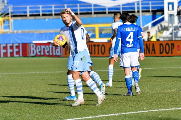 DOPPIETTA IMMOBILE, LA LAZIO VINCE A BRESCIA