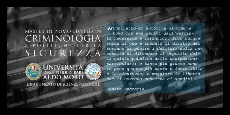 CRIMINOLOGIA E POLITICHE PER LA SICUREZZA, MASTER DI UNIBA