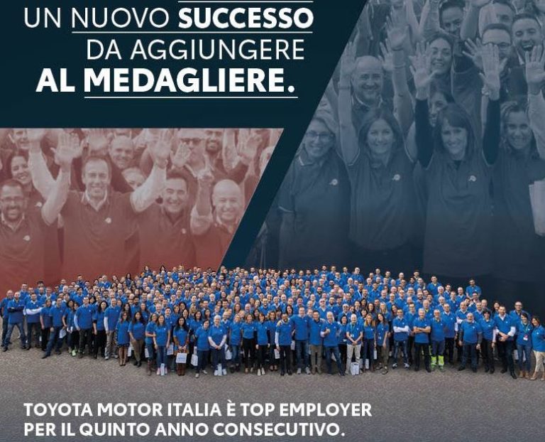 Toyota Italia è Top Employer per il quinto anno consecutivo