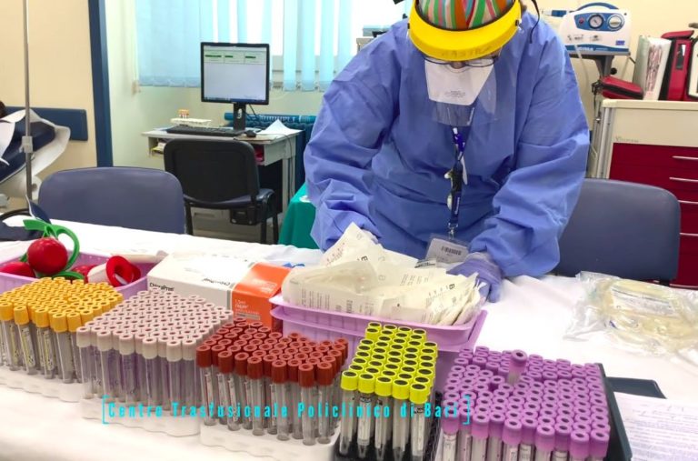 In Puglia immunoterapia con plasma pazienti guariti da Covid