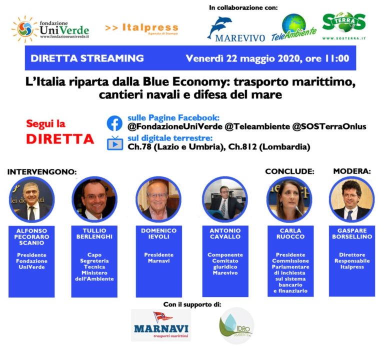 “L’Italia riparta dalla Blue Economy”, il 22 maggio diretta web