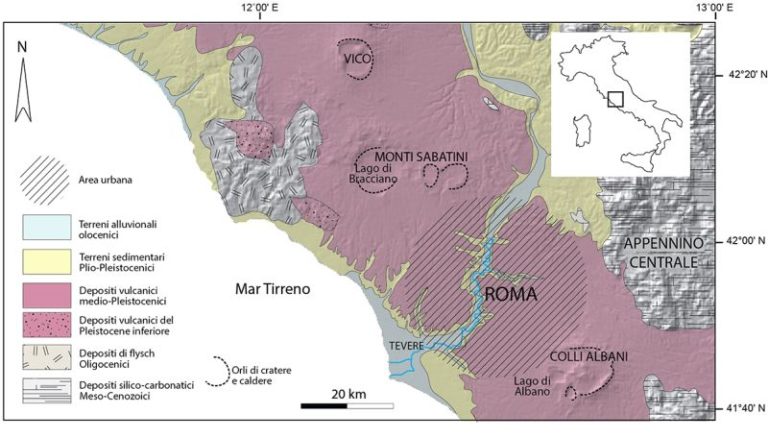 La storia vulcanica dei Monti Sabatini e i Colli Albani