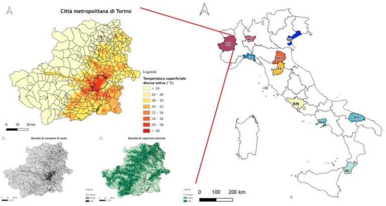 Con pochi alberi e il consumo del suolo più caldo estivo in città