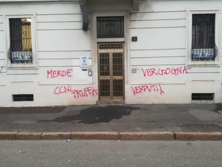 Atto vandalico contro la sede dell’Ugl a Milano
