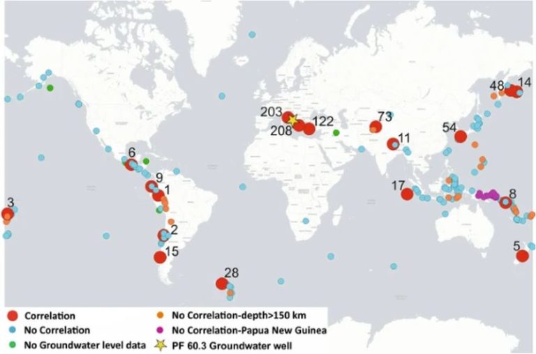Acque sotterranee Appennino segnalano terremoti in altri continenti