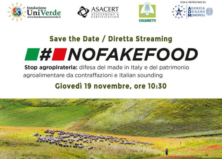 Il 19 novembre conferenza web “#NoFakeFood”