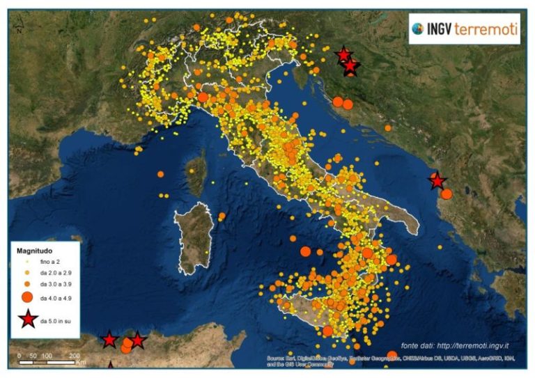Terremoti, nel 2020 Ingv ne ha localizzati in media 45 al giorno