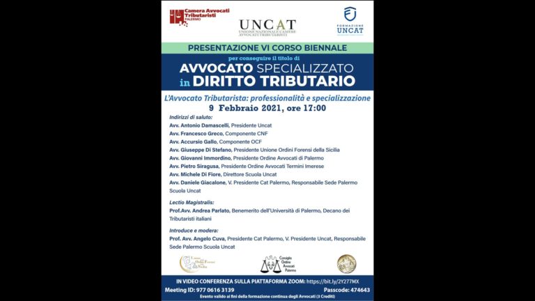Uncat, sesto corso biennale per Avvocato Tributarista