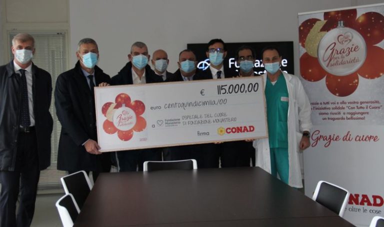 Conad Nord Ovest, 115 mila euro a ospedale Fondazione Monasterio
