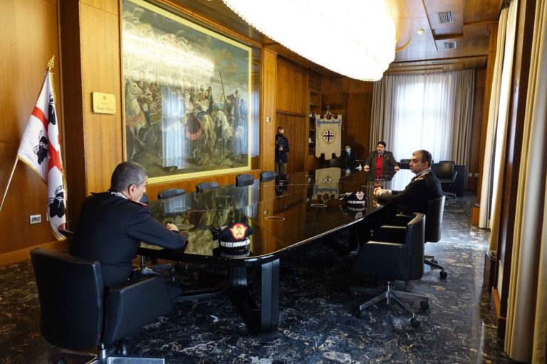 Solinas riceve a Cagliari generale corpo d’armata carabinieri Burgio