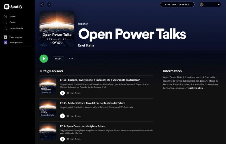 Enel Italia arriva su Spotify