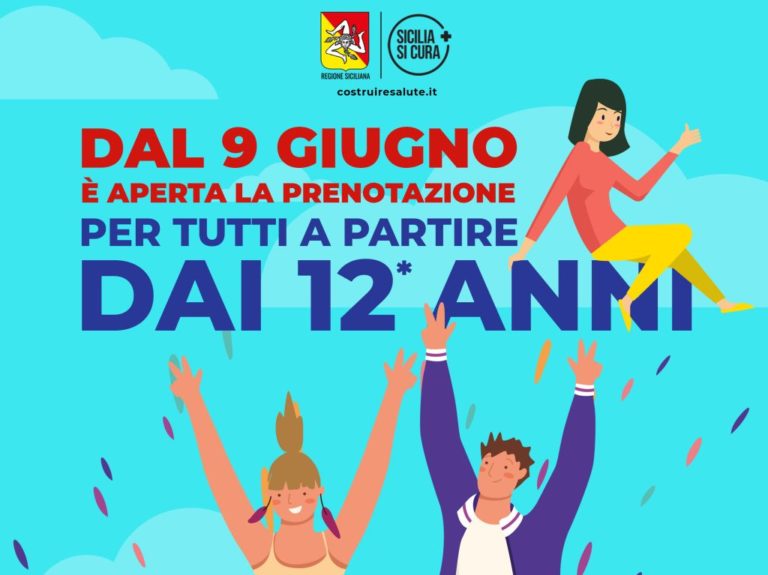 Vaccino, in Sicilia prenotazioni aperte agli over 12