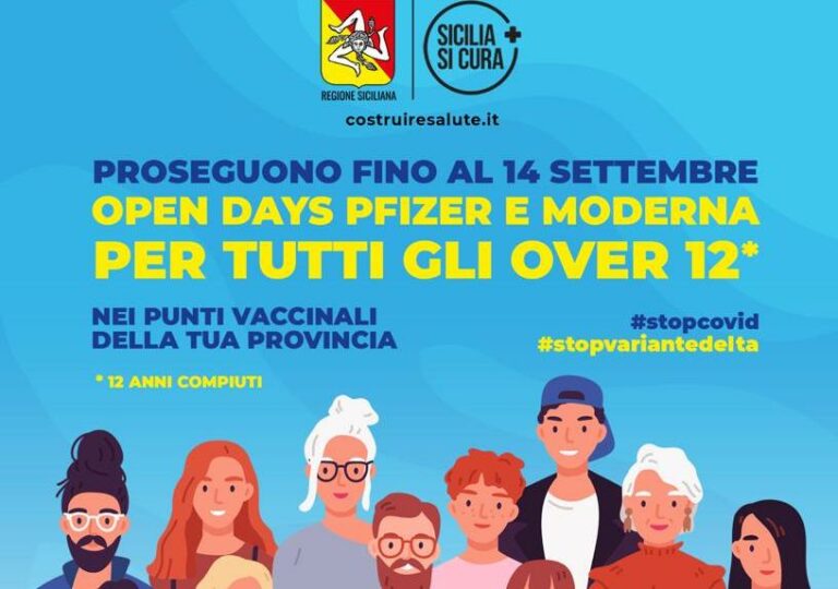 Vaccino, fino al 14 settembre open days Pfizer e Moderna per over 12