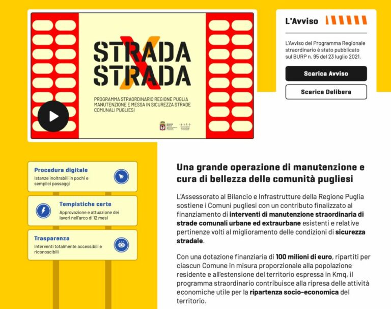 E’ online la piattaforma per la manutenzione delle strade pugliesi