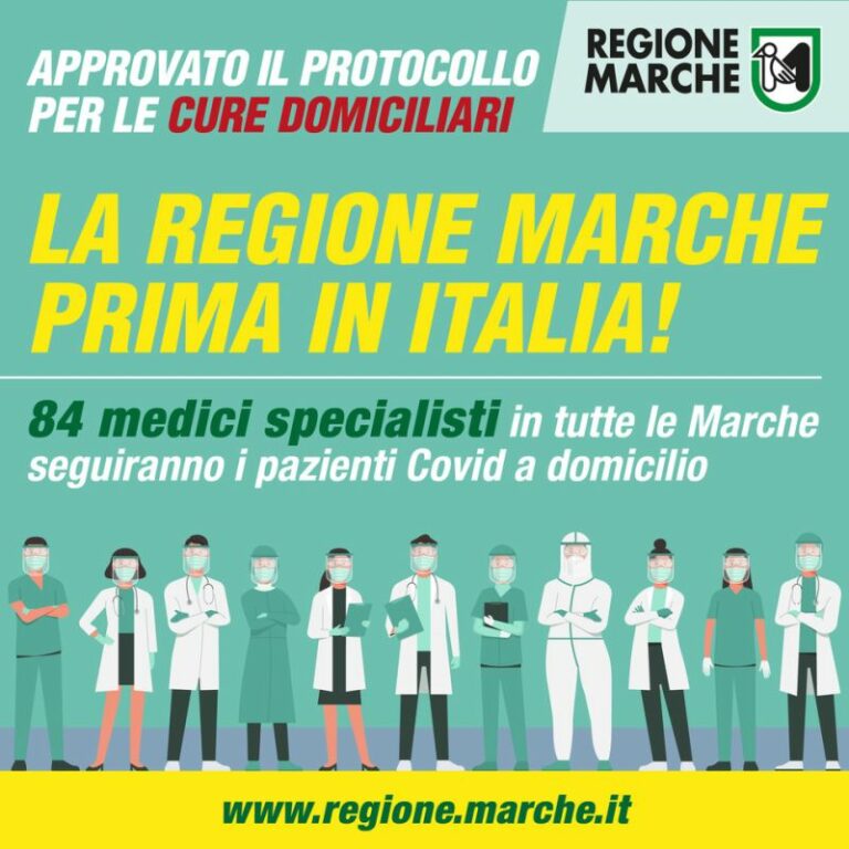 Covid, 84 medici specialisti per potenziare le cure domiciliari