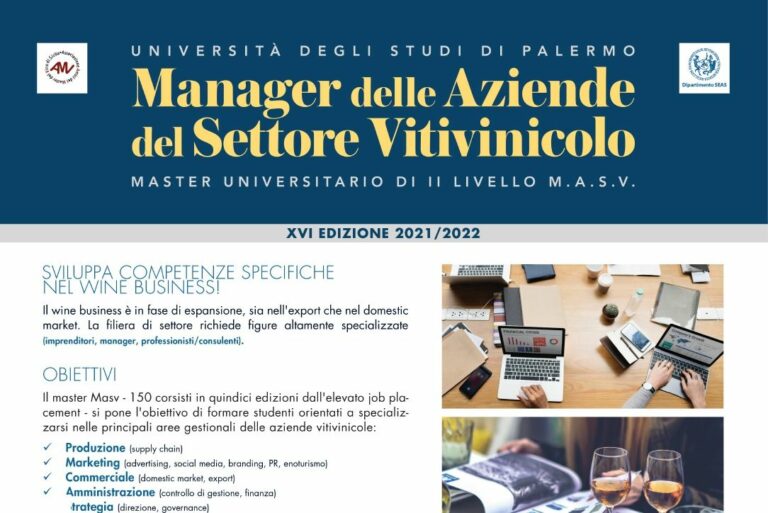 A Palermo un master per Manager Aziende del Settore Vitivinicolo