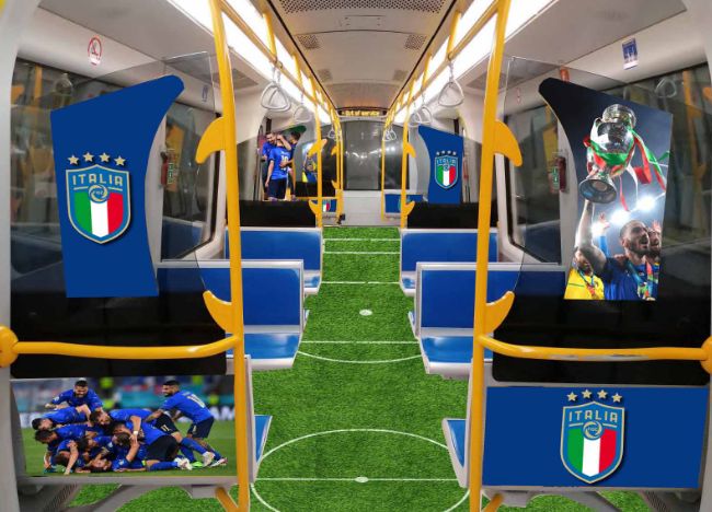 Milano, treno Metro 5 racconta Nazionale di Calcio campione d’Europa