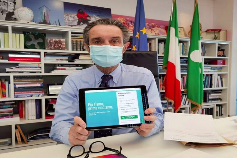 Vaccino, Fontana “In Lombardia raggiunto il 91% per le seconde dosi”