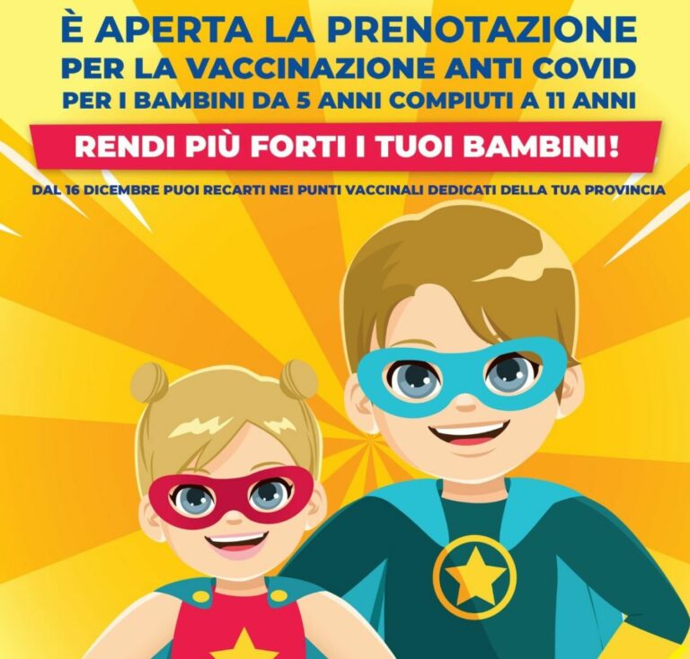 Vaccino, al via in Sicilia la prenotazione per la fascia 5-11 anni