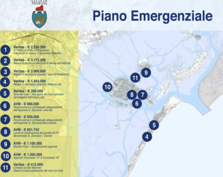 Acqua alta a Venezia, 62 mln per interventi di riduzione del rischio residuo