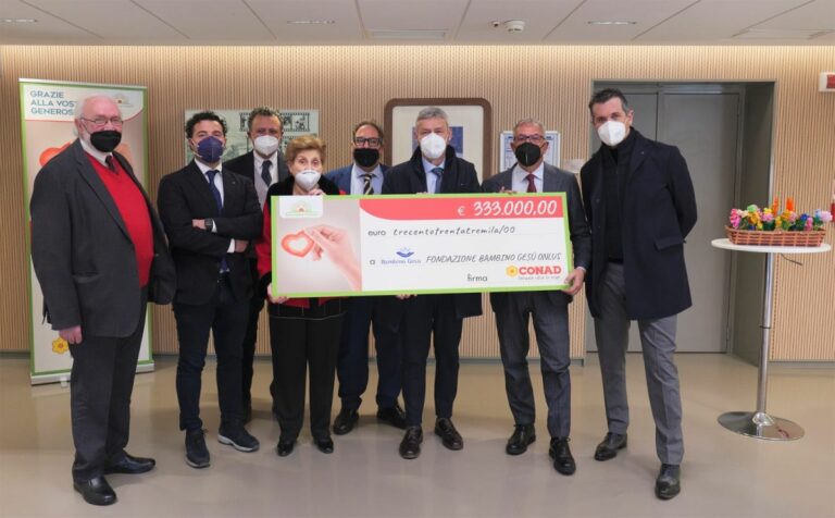 Conad dona 333 mila euro all’Ospedale Bambino Gesù di Roma