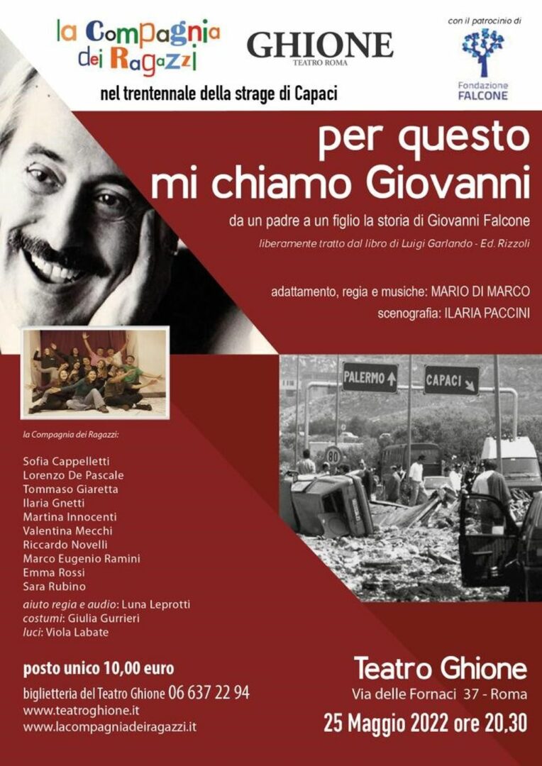 Al teatro Ghione di Roma la Compagnia dei Ragazzi in scena per Falcone