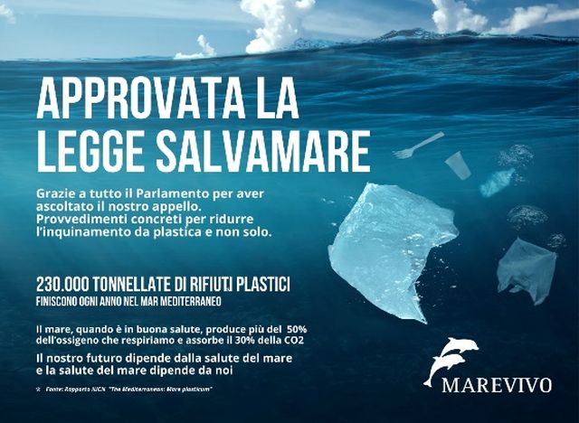 VIa libera alla “Legge Salvamare”, Marevivo “Vittoria storica”