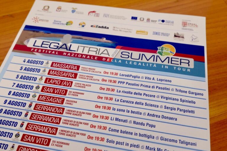 Puglia, al via “Legalitria Summer 2022”
