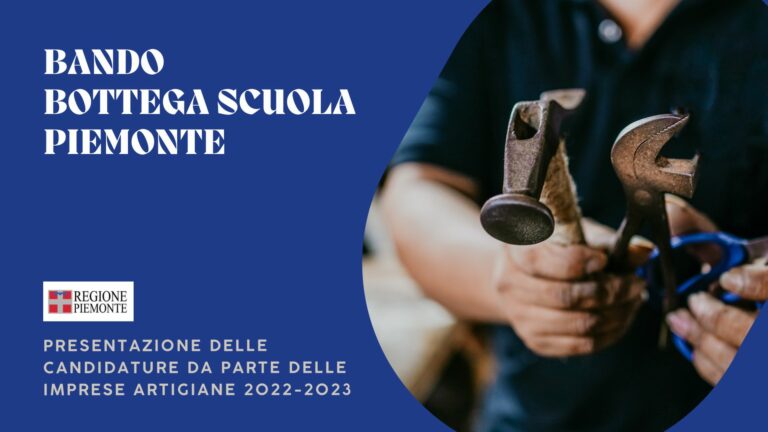 Piemonte, pubblicato il bando per partecipare al progetto Bottega Scuola