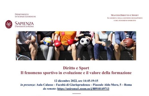 Master Sapienza in Diritto e Sport, al via quinta edizione