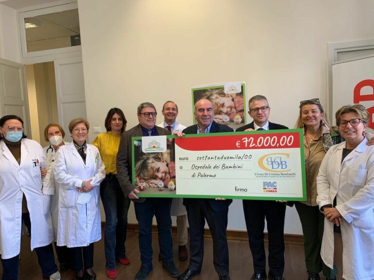 PAC 2000A Conad dona 72 mila euro a sostegno dell’Ospedale dei Bambini di Palermo