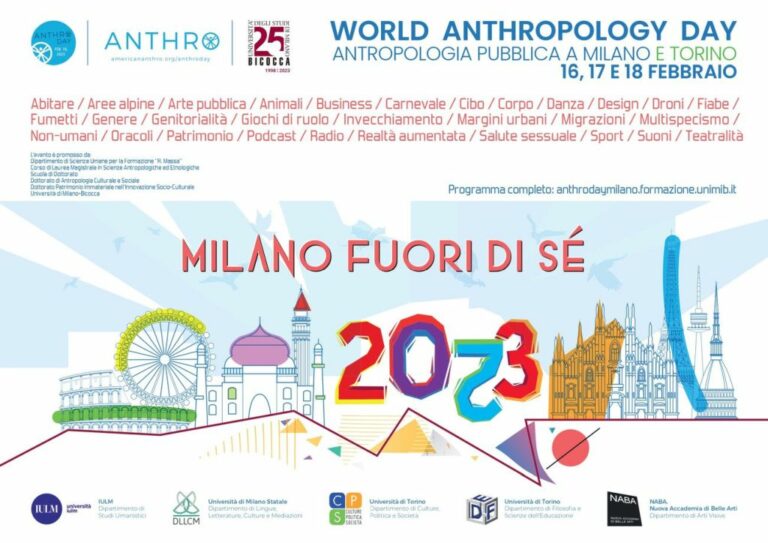 Milano e Torino capitali dell’antropologia dal 16 al 18 febbraio