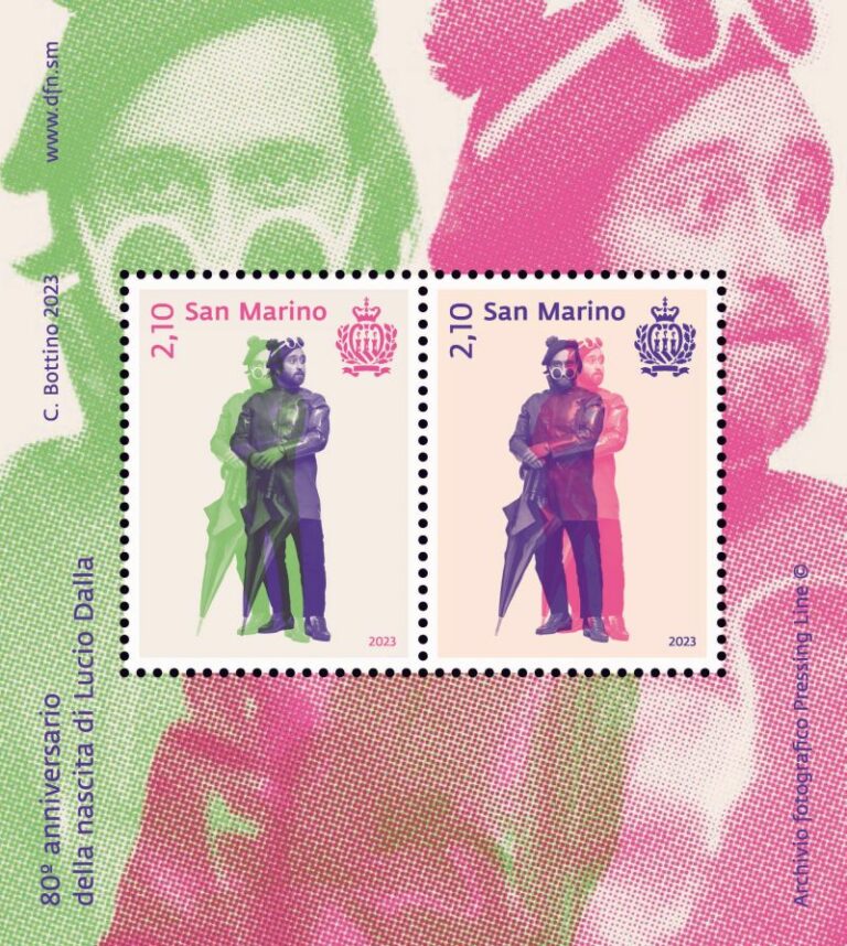 Da Poste San Marino francobollo per 80 anni nascita Lucio Dalla