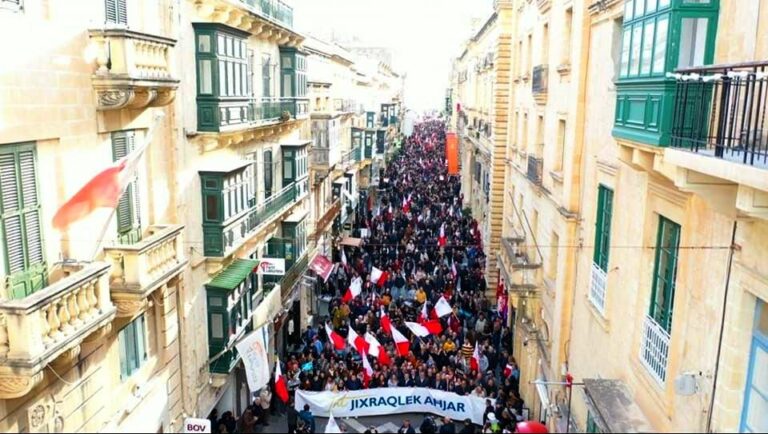 Malta, anti-corruption protest against the Labour government