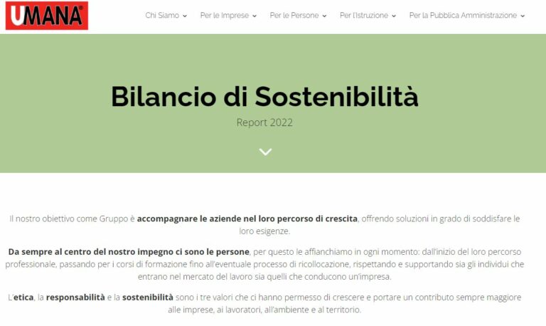 Umana, pubblicato il nuovo bilancio di sostenibilità