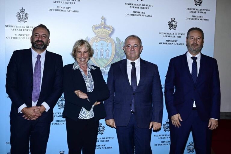 Stefania Craxi in visita ufficiale a San Marino, incontra una delegazione di Governo