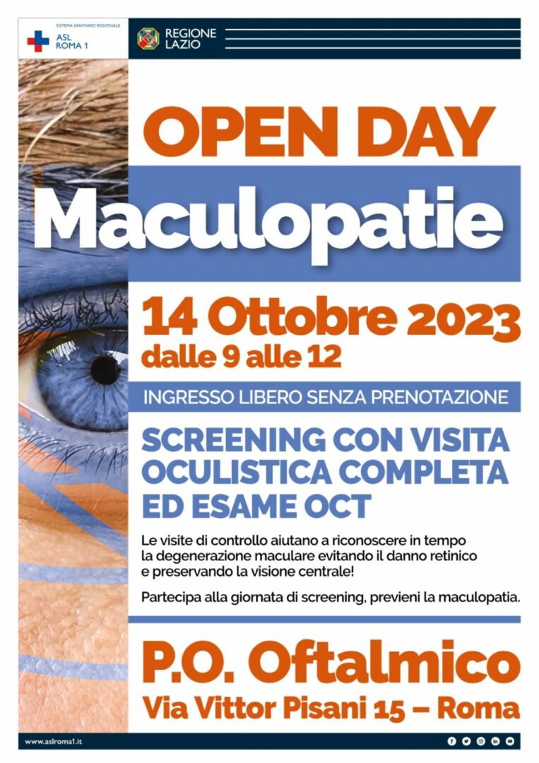 Sabato 14 ottobre all’Asl Roma 1, l’Open Day Maculopatie