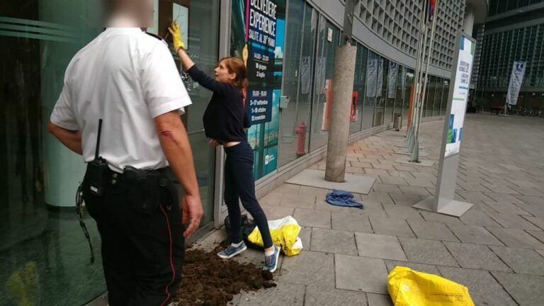 Animalisti imbrattano di letame Palazzo Lombardia