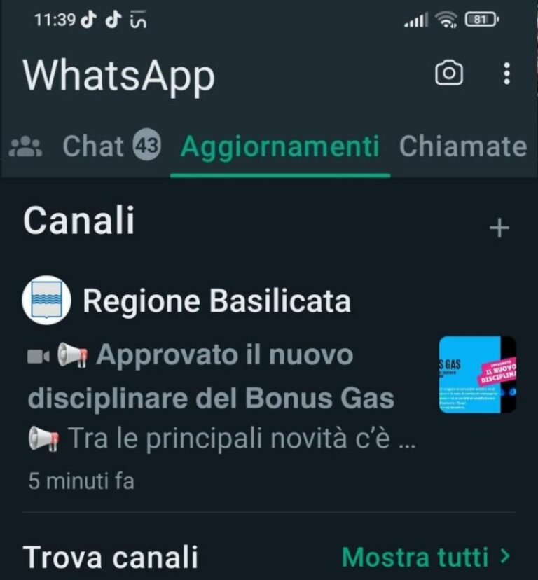 La Regione Basilicata ha il suo canale ufficiale su WhatsApp