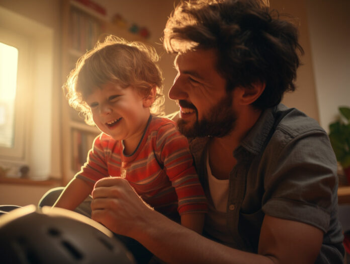 padre e figlio felici