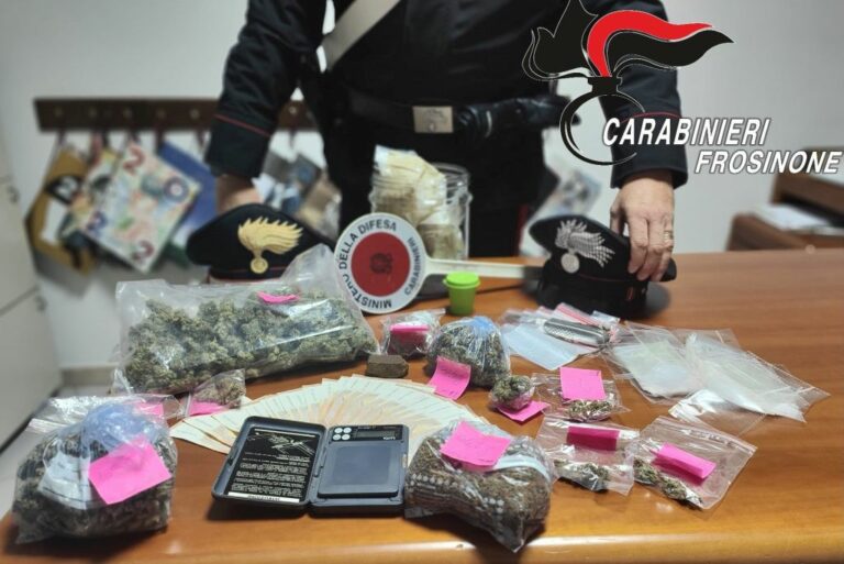 Amaseno, rinvenuti 360 gr. Marijuana e 40 gr. Hashish. Arrestato 33enne