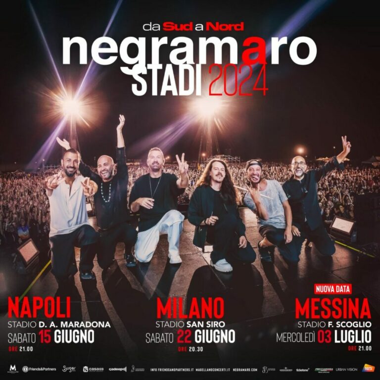 Il 3 luglio tappa a Messina per il tour negli stadi dei Negramaro