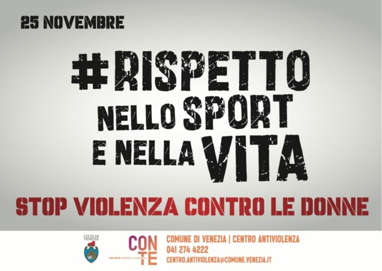 Venezia, il 25 e il 26/11 lo sport scende in campo contro i femminicidi