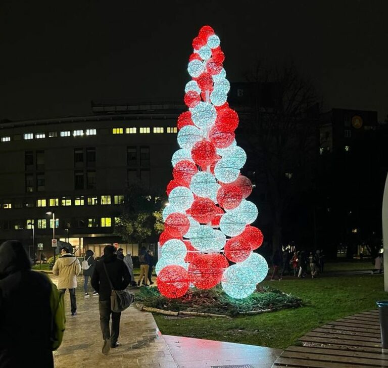 Acceso l’albero di Natale dell’ospedale San Raffaele di Milano